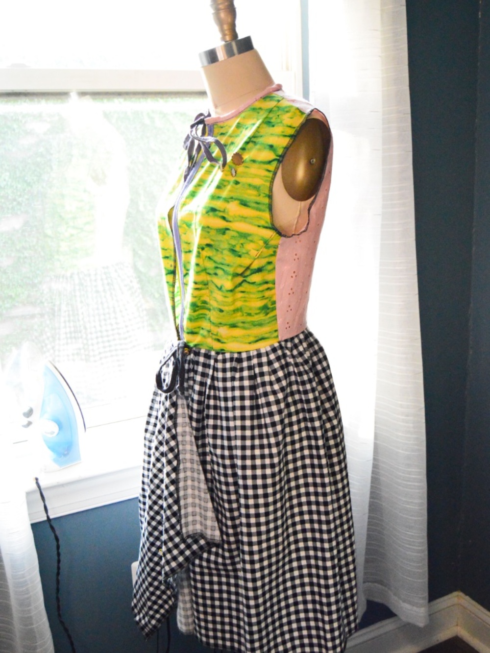 Patchwork & Gingham, Statement Vest for Layering, Handmade